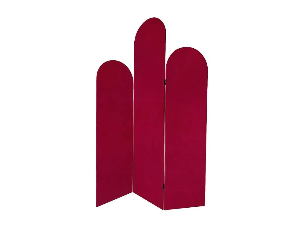 Vente-unique Asymmetric 3-Panel Velvet Room Divider - W. 47 X H. 180 Cm - Red in Burgundy 2