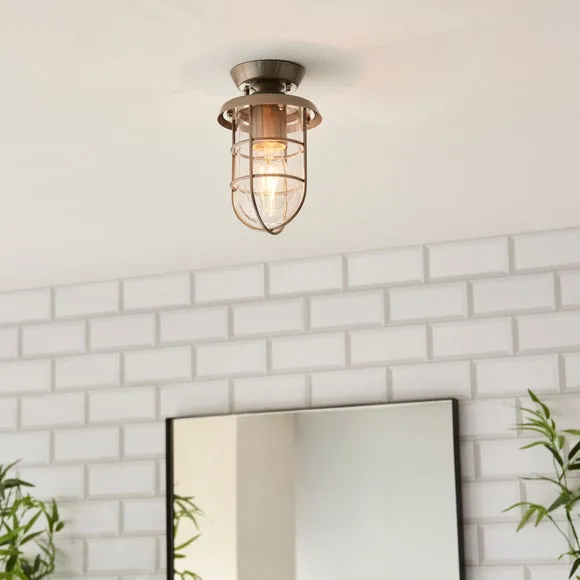 Barker Industrial Indoor Outdoor Flush Ceiling Light 6