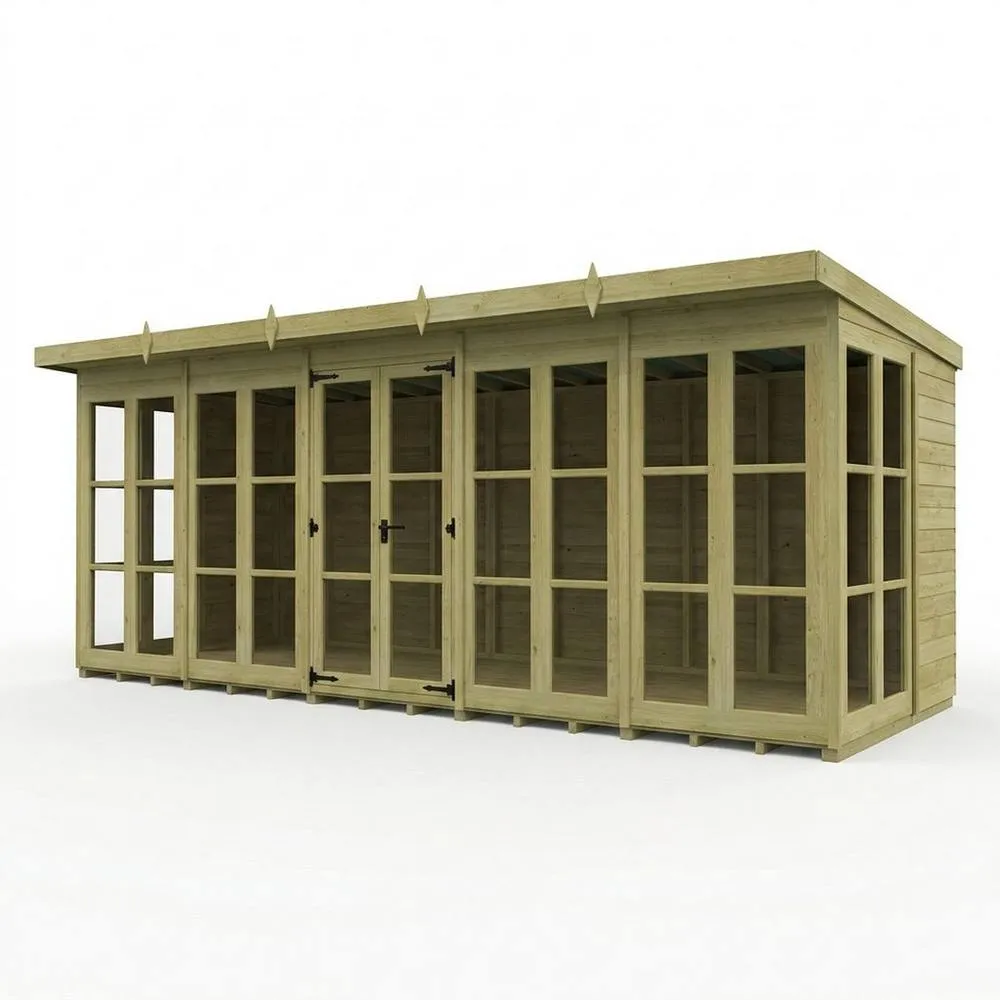 Buttercup Farm 20ft x 7ft Georgian Pent Summer House - Pressure Treated Timber in Brown