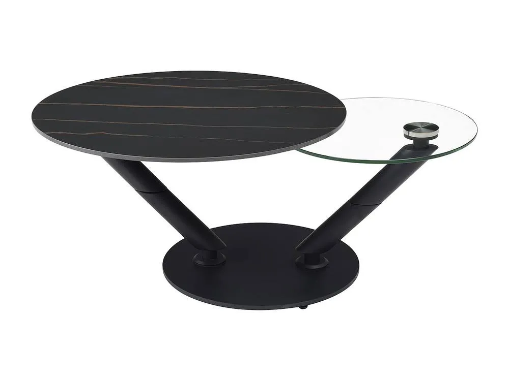 Vente-unique Coffee Table With Swivelling Ceramic, Tempered Glass & Metal Trays in Clear 2