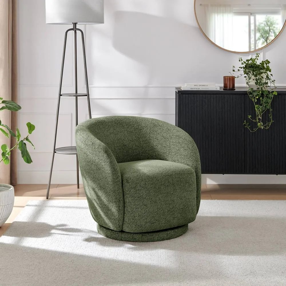 FurnitureboxUK Romilly Fabric Swivel Accent Tub Chair in Green