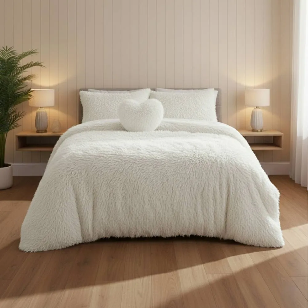 Snug City Super Fluffy Duvet Cover Ultra Soft, Cloud-Like Comfort Snug Sleep in White