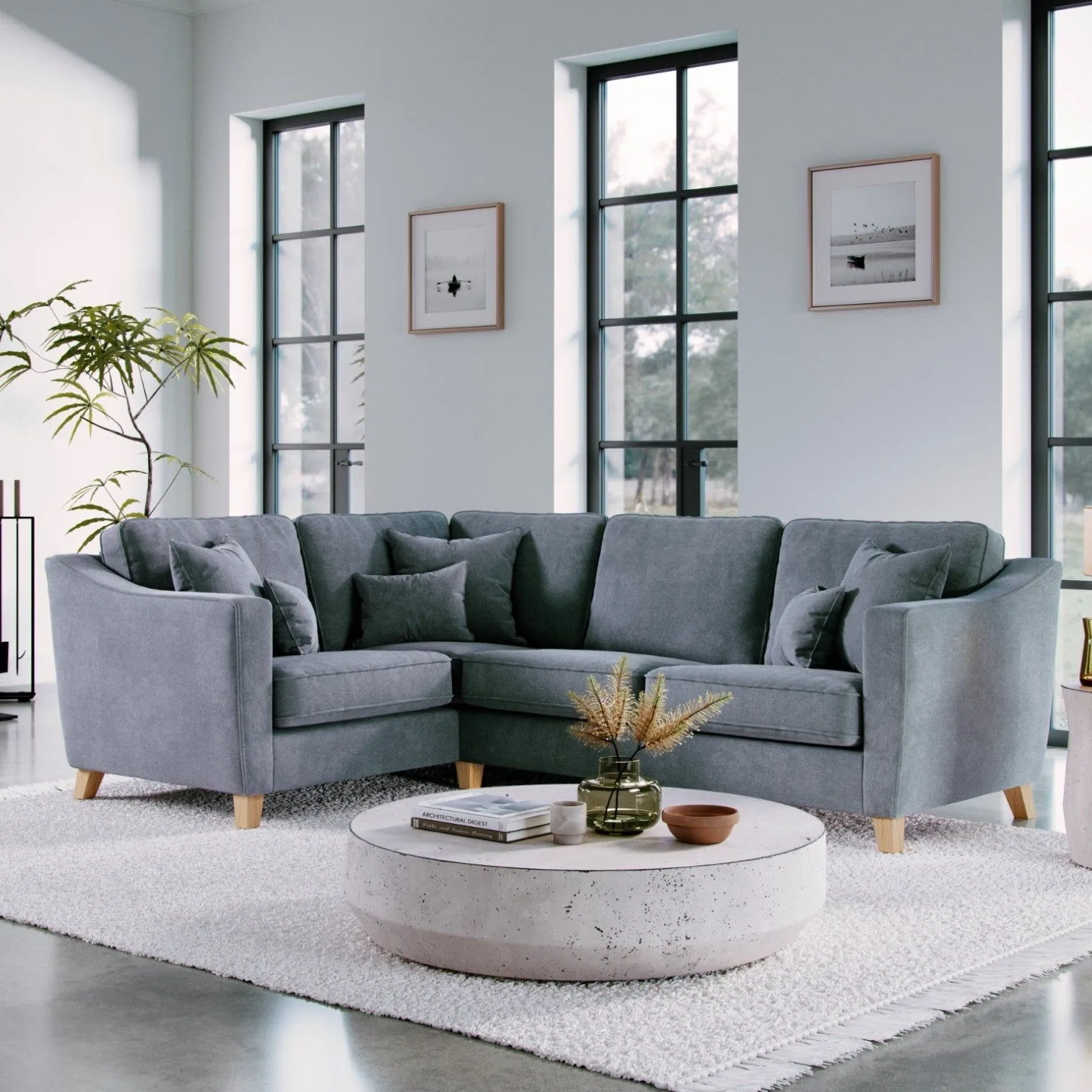 The Great Sofa Company Jackson Right Hand Facing Chenille Corner Sofa in Blue 1