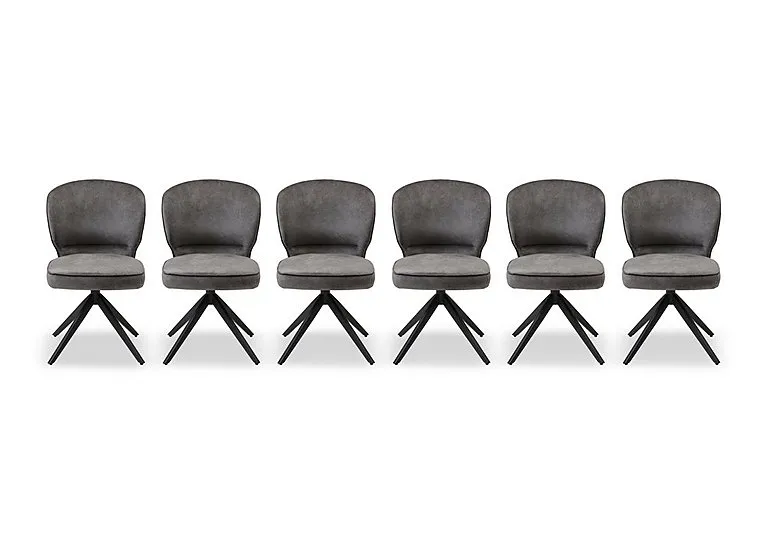 Imperium Set of 6 Fabric Swivel Dining Chairs