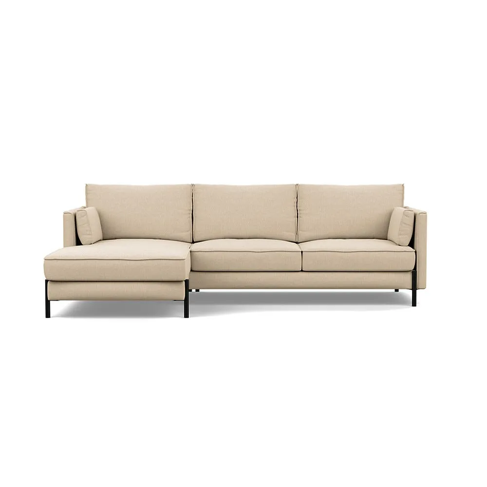 Heal's Tortona Left Hand Facing 4 Seater Corner Chaise Brushed Cotton Oat Black Feet 1