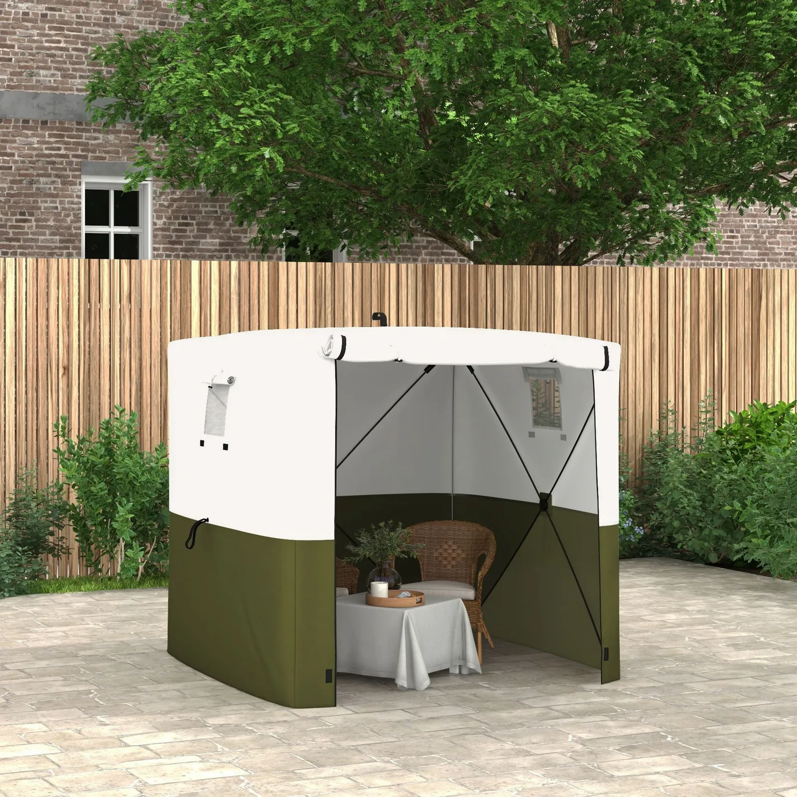 OUTSUNNY 2 x 2m Pop Up Gazebo with Sides Easy up Party Tent with Carry Bag in Green 1