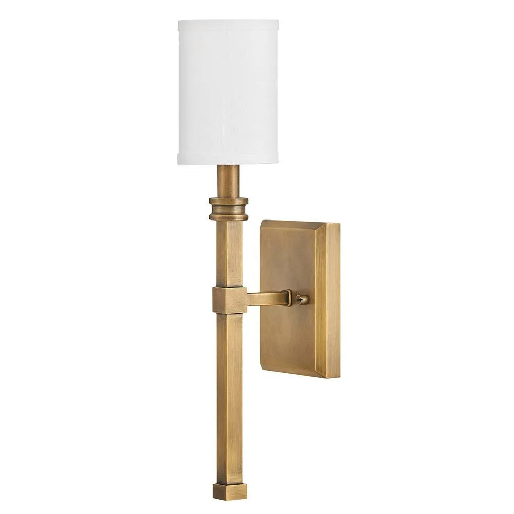 Netlighting Hinkley Moore Candle Wall Lamp Brass Ivory Linen Shade 1x E14 in Gold