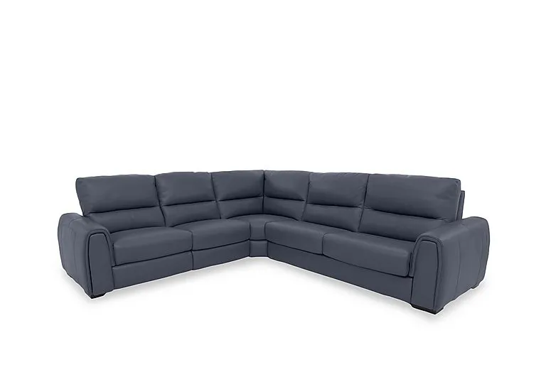 Flex Leather Large Power Recliner Corner Sofa with Storage Arms - BV Ocean Blue