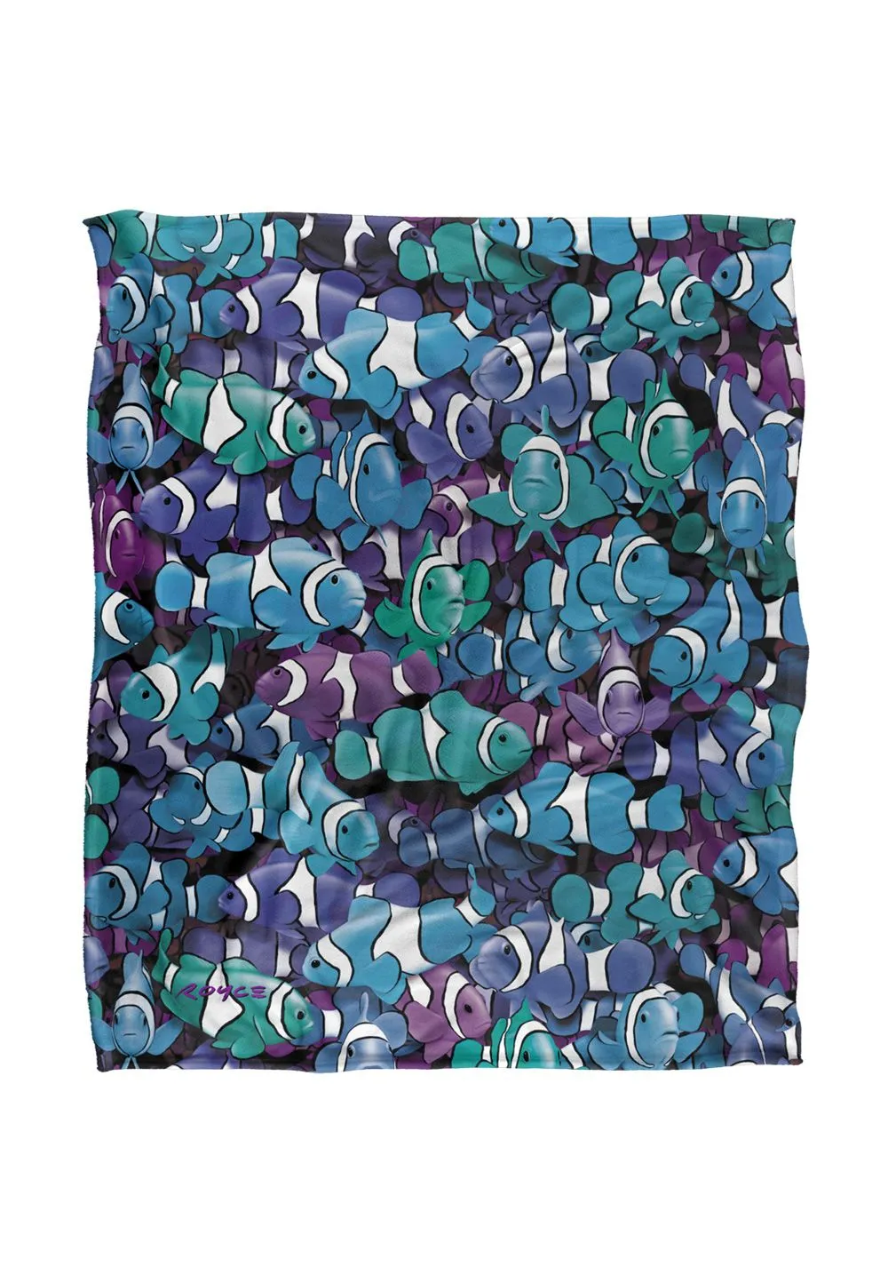 JQ Licensing Royce Mcclure Grape Clown Fish Pattern Silky Touch Super Soft Throw Blanket 152 X 127 cm in White