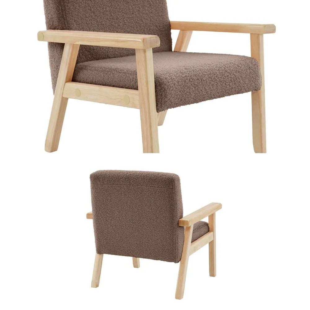 sweeek Children's scandi-style armchair in boucle fabric, rubberwood in Taupe 6