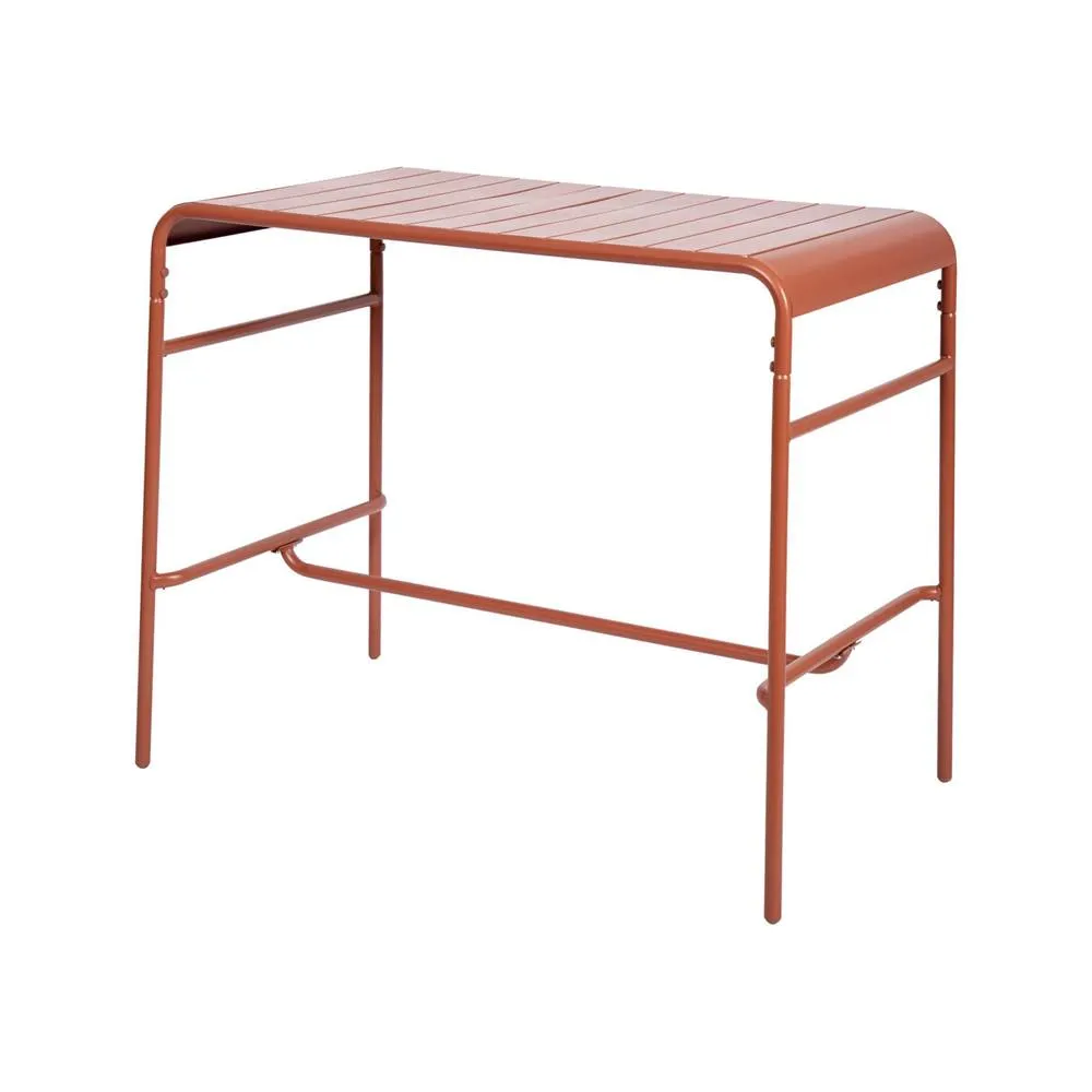 sweeek 4-seater metal garden bar table in Terracotta 2