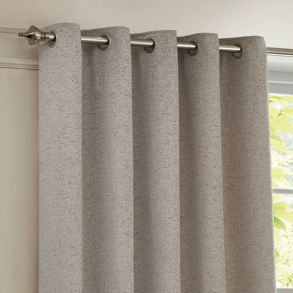 Paoletti Galaxy Velvet Chenille Eyelet Curtain Pair in Silver 3
