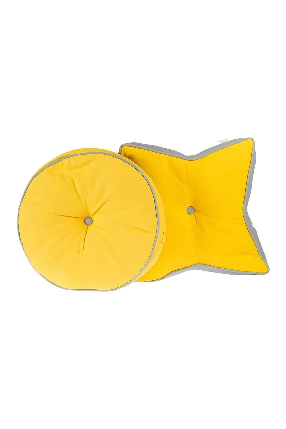 Homescapes Star Floor Cushion Soft Cotton, Comfy & OEKO-TEX® Certified in Yellow 4