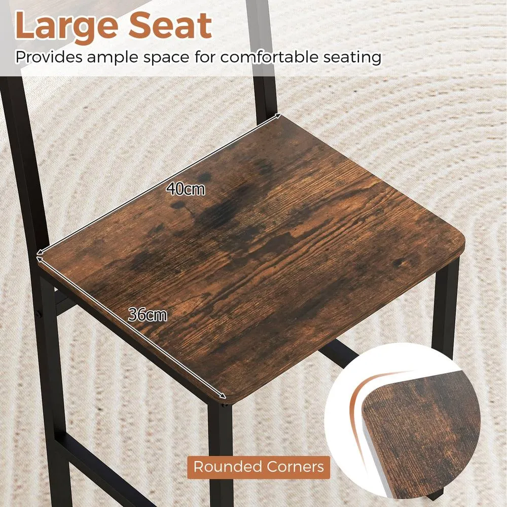 Costway Set of 2 Dining Chairs Armless Dinner Chairs w/ Metal Legs-Brown in Brown 3
