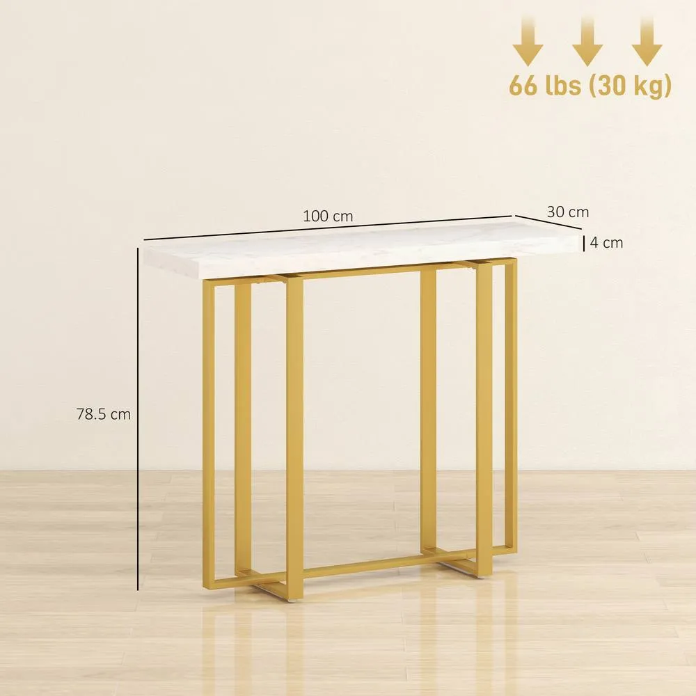 HOMCOM Modern Slim Long Accent Sofa Side Table for Hallway, White 3