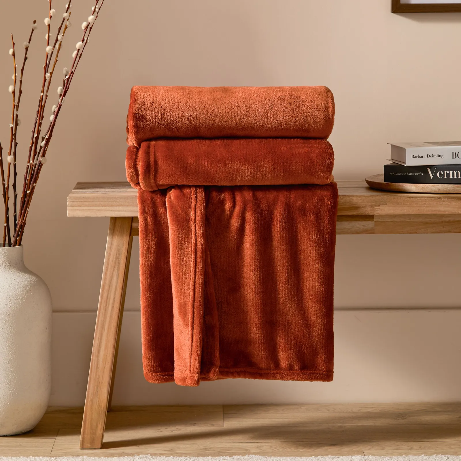 Furn Harrow Fleece Throw in Orange