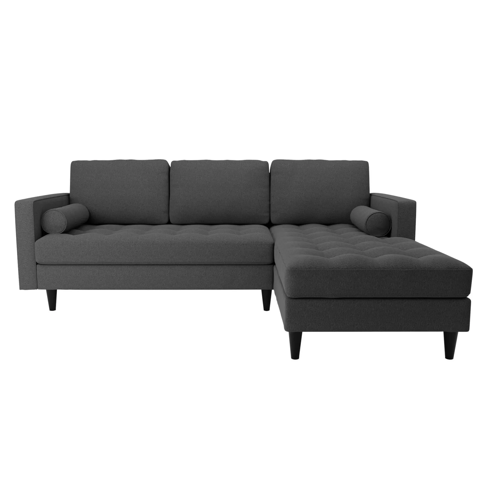 Zoe Flat Weave Right Hand Corner Sofa Dark Grey