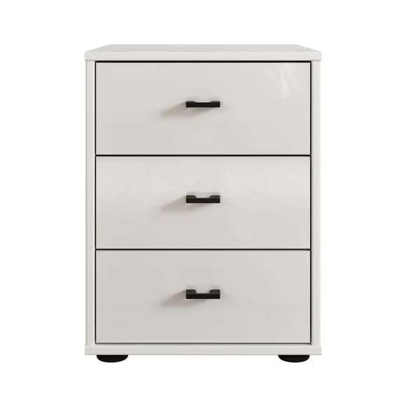 Wiemann Kahla Glass Fronted 3 Drawer Bedside Table 2
