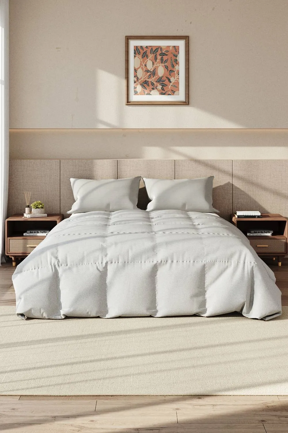 Garden Sanctuary Grey Quilted Down Alternative Duvet Insert, 230cm L x 200cm W