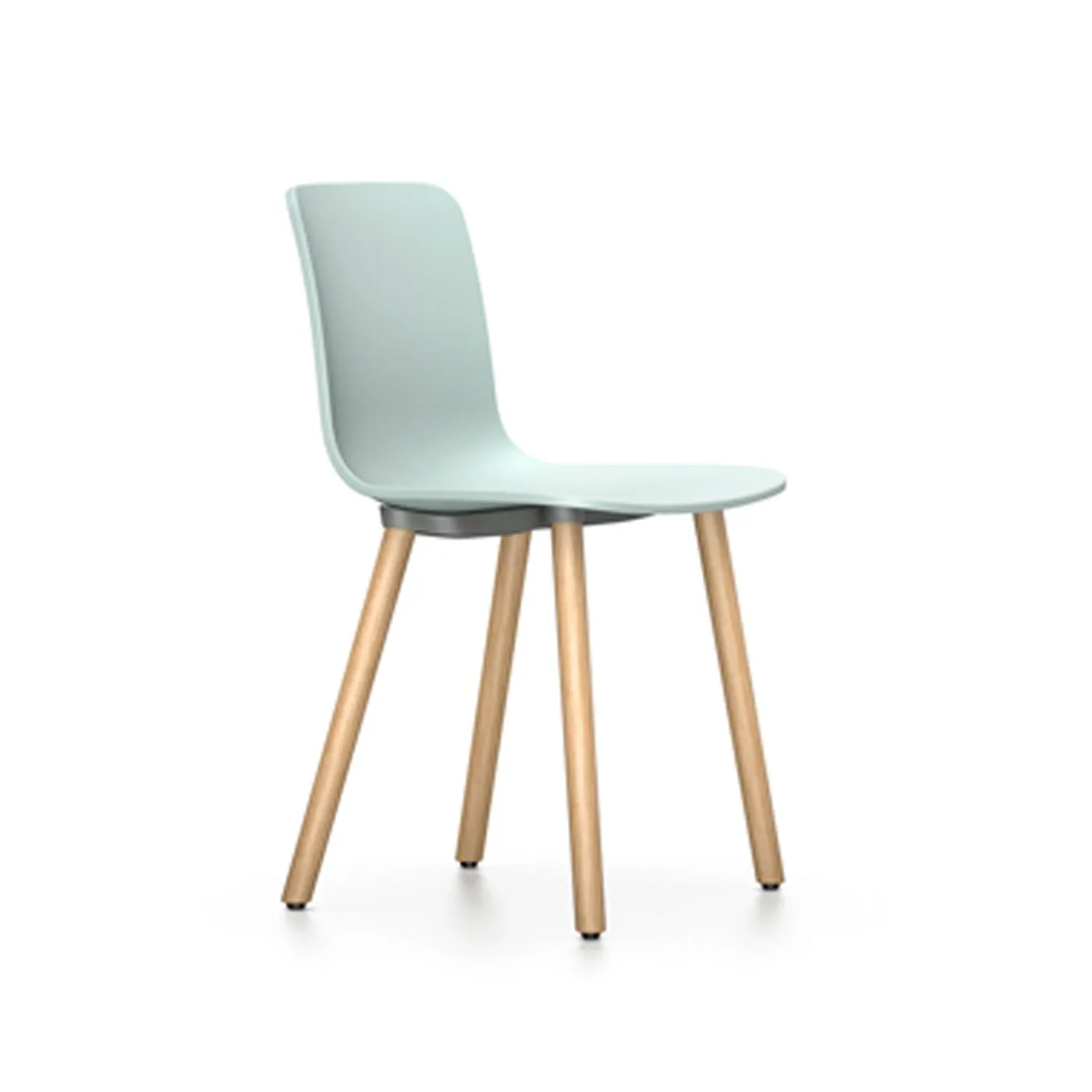 Vitra HAL RE Wood Chair 23 Ice Grey Light Oak Legs 1