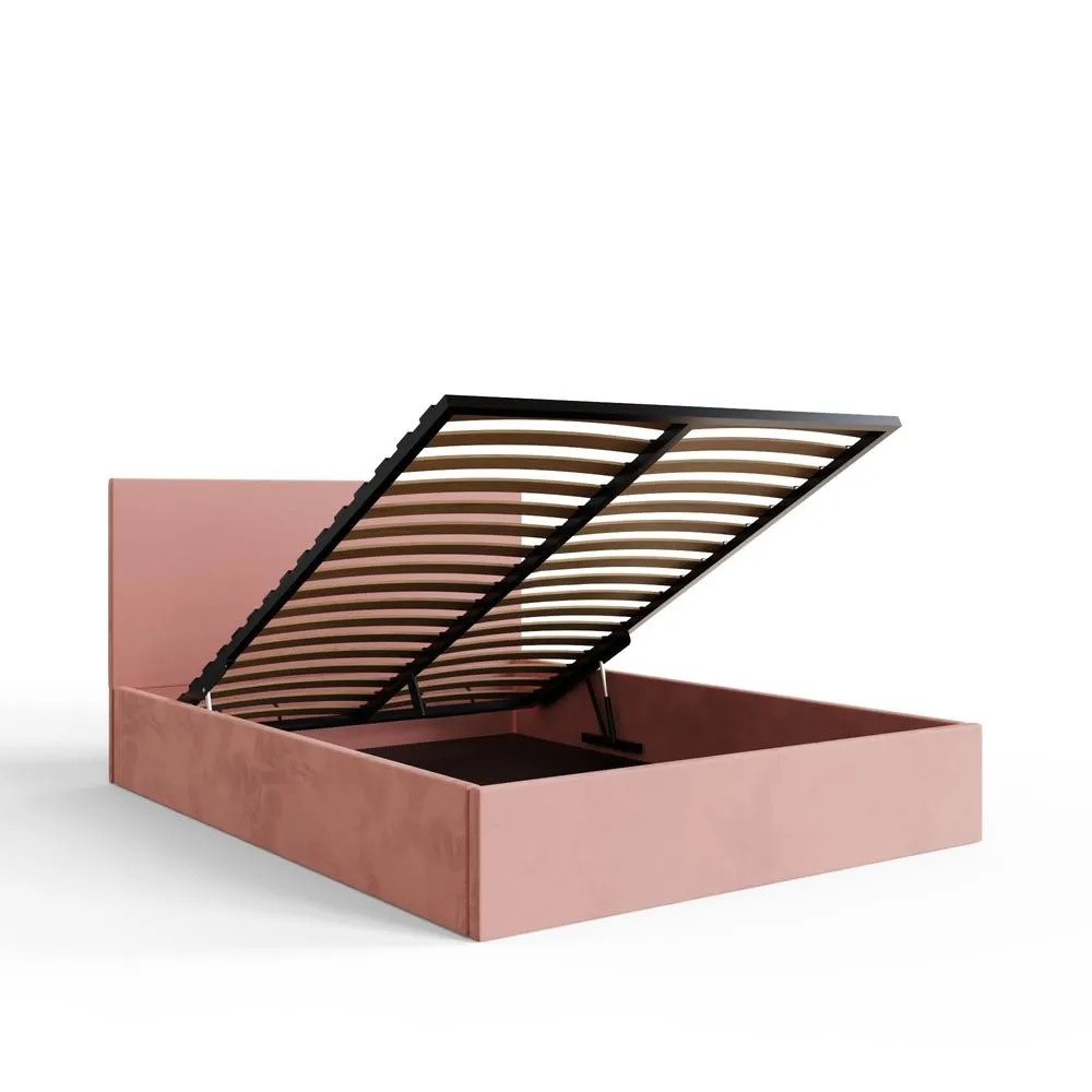GFW End Lift Ottoman Storage Bed Velvet in Pink 6
