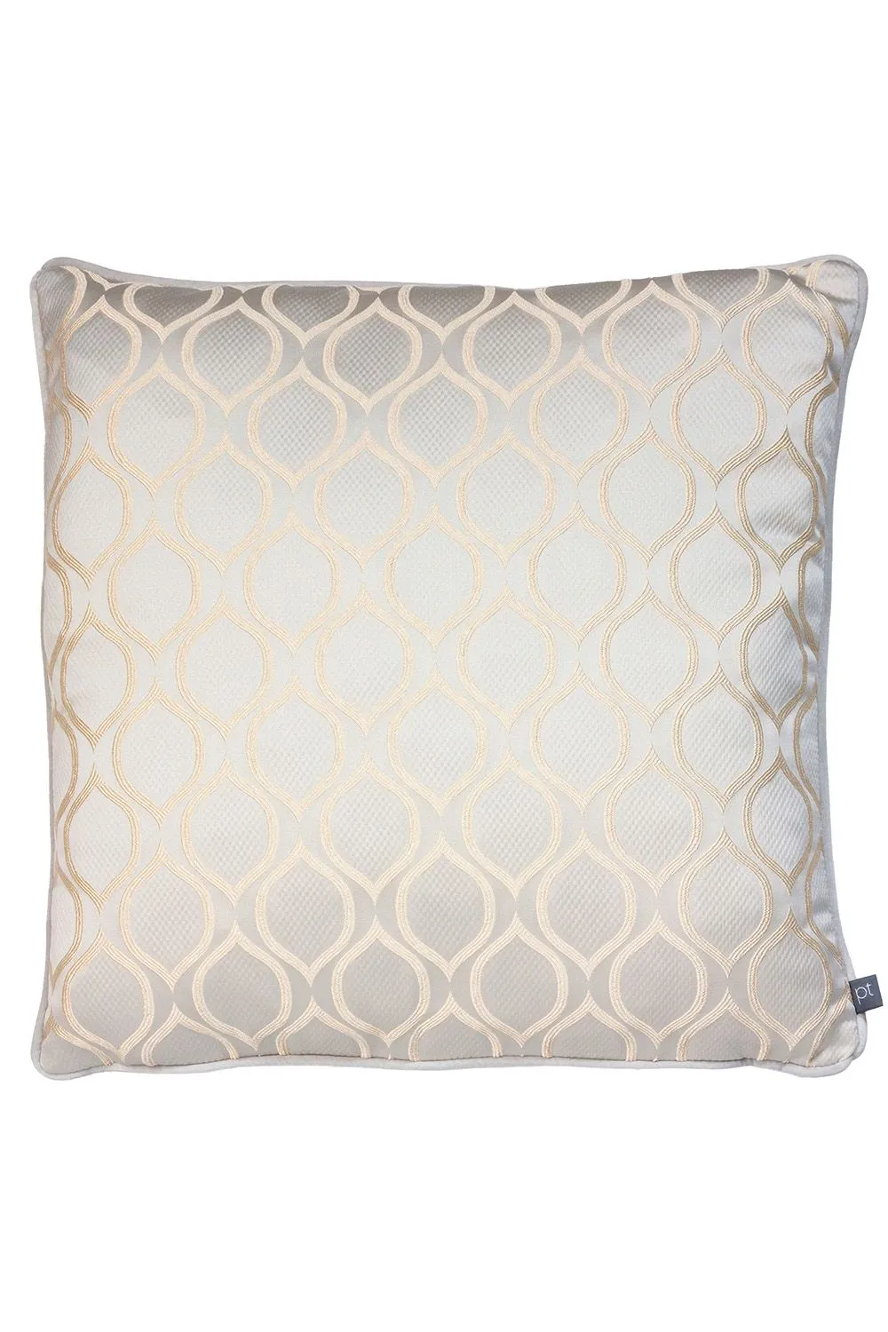 Prestigious Textiles Solitare Geometric Printed Piped Cushion in Metallics