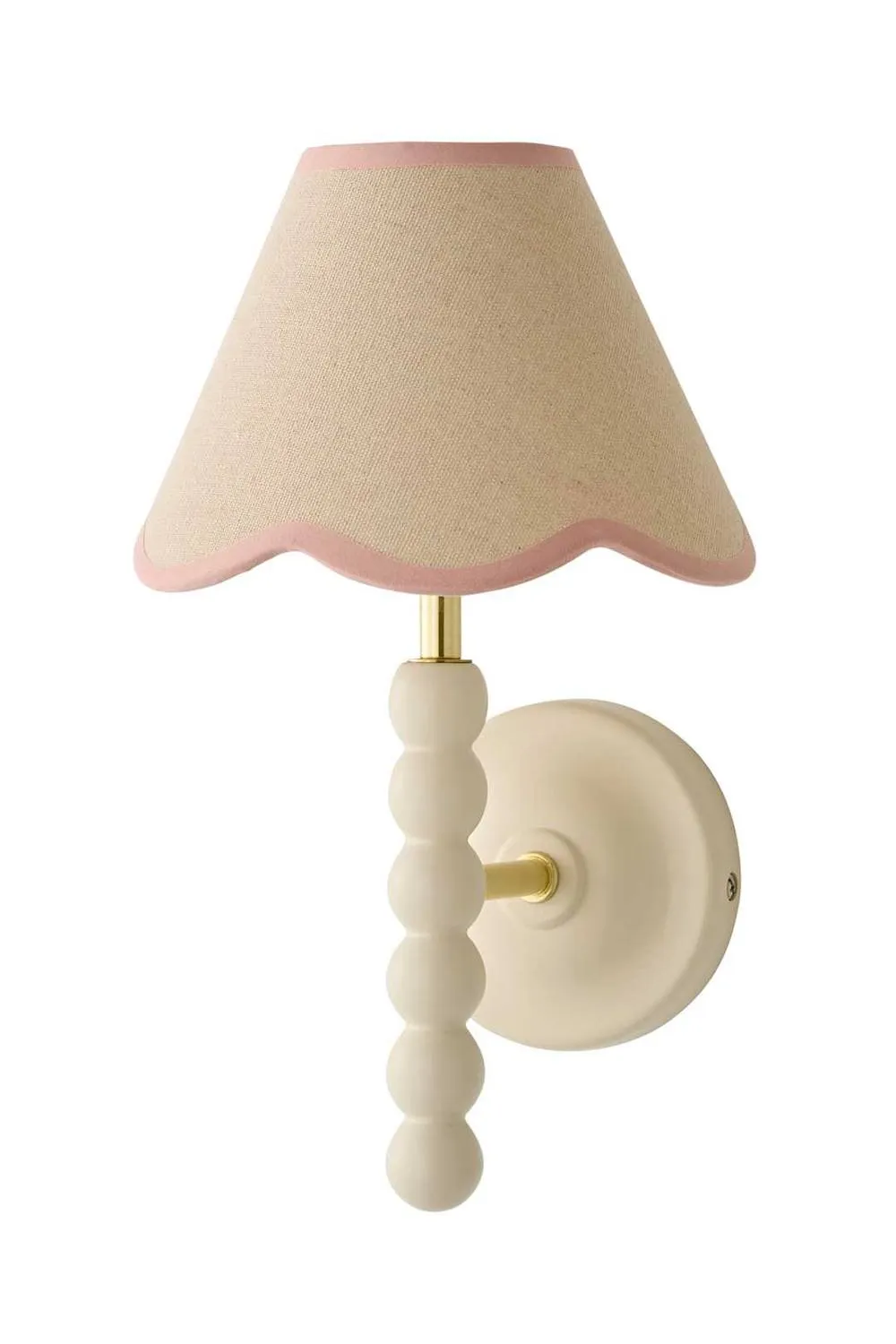 ValueLights Bobbins Cream Bobble Wall Light with Trim Linen Lamp Shade & Bulb in Baby Pink 6