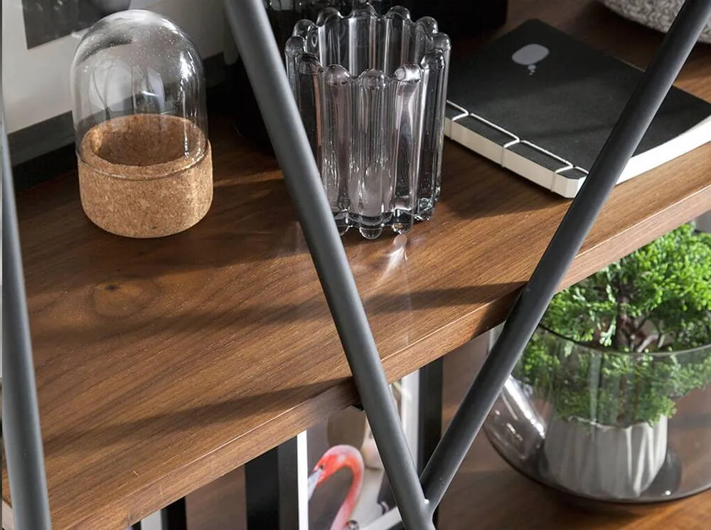 Angel Cerda Walnut & Black Steel Shelving Unit, 120x38x180 cm in Brown 5