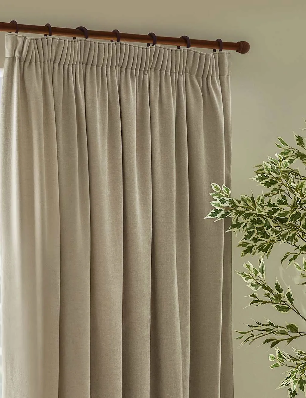 YARD Chenille Velvet Pencil Pleat Curtains Nude