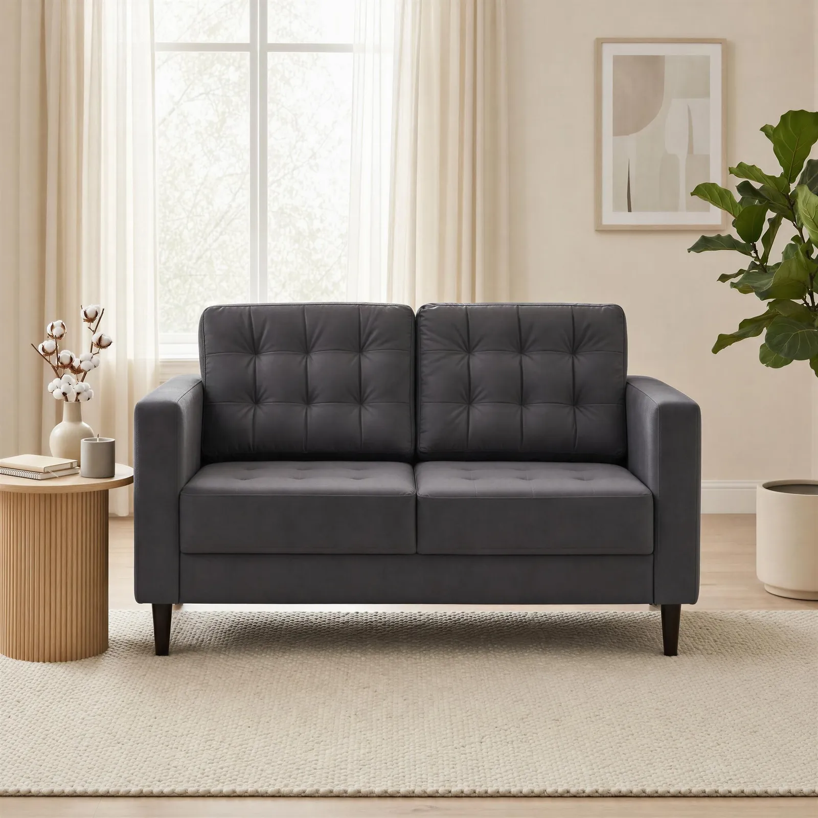 FurnitureboxUK Jade 2-Seater Soft Touch Velvet Sofa With Solid Wood Frame in Dark Grey 2