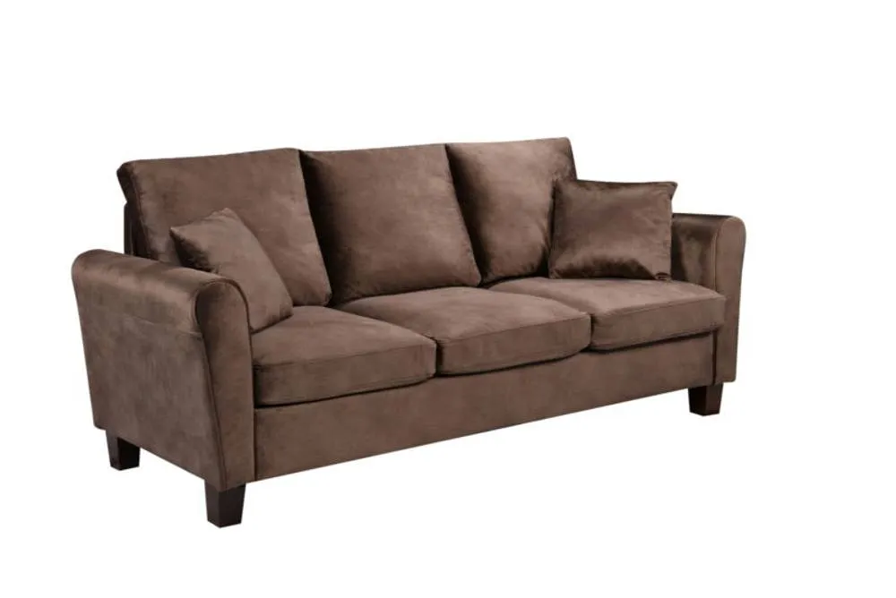 Comfy Living Ltd Brushed Velvet 2 Seater & 3 Seater Sofa Set in Brown 1