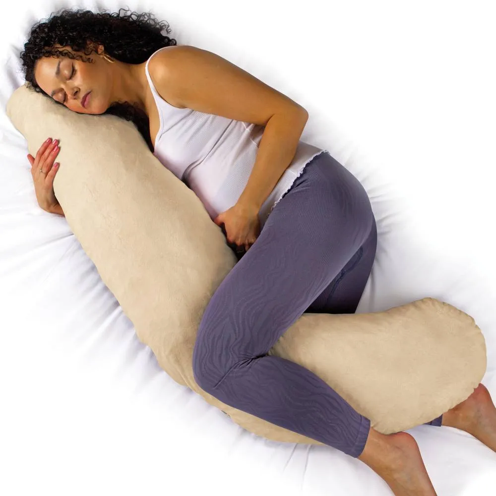 Aamira Cream Pregnancy Maternity Pillow, 145x25x25cm L Shaped Memory Foam