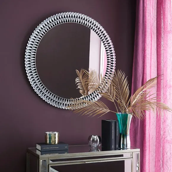 Glam Gem Edge Round Wall Mirror
