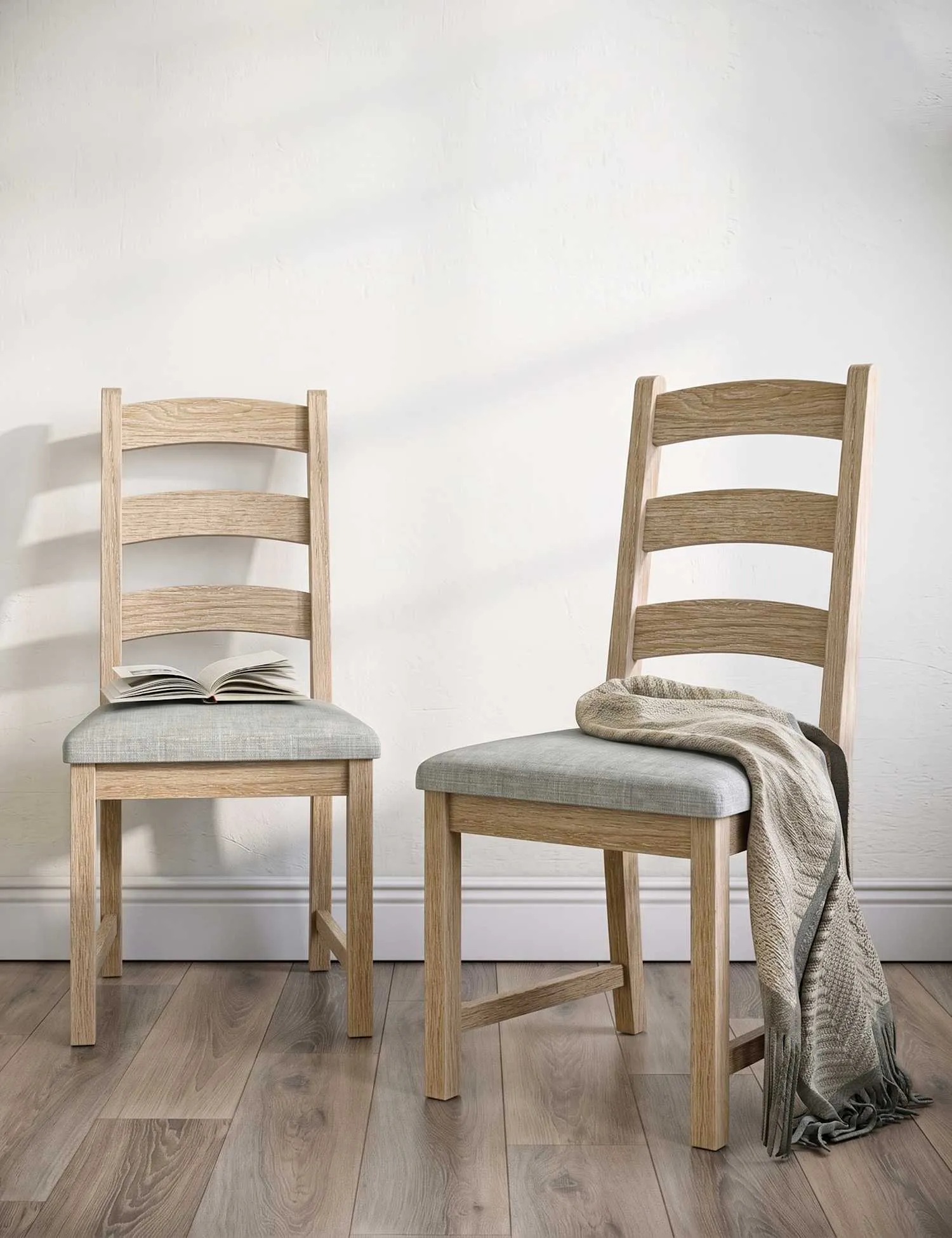 Corndell Set of 2 Normandy Oak Dining Chairs White