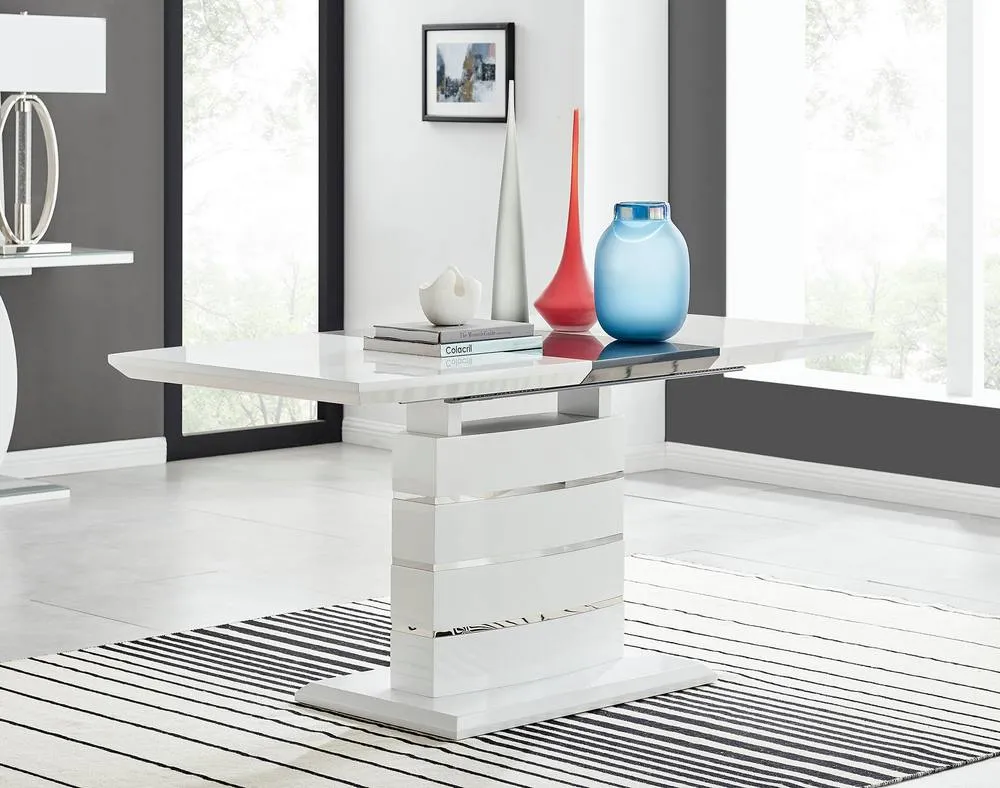 FurnitureboxUK Renato 120cm High Gloss Extending Table & 4 Black Willow Chairs 5