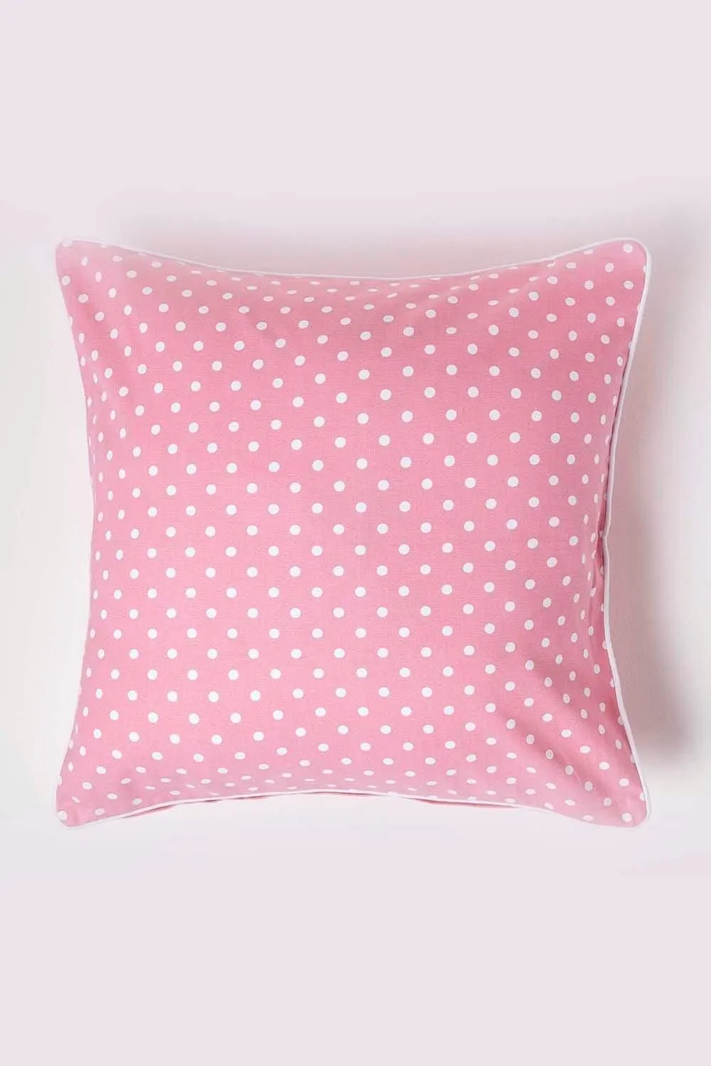 Homescapes Cotton Polka Dots Cushion Cover in Pink 1