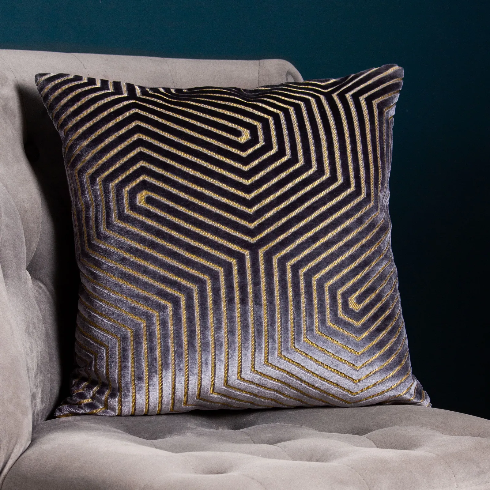 Paoletti Evoke Cut Velvet Cushion in Grey 1