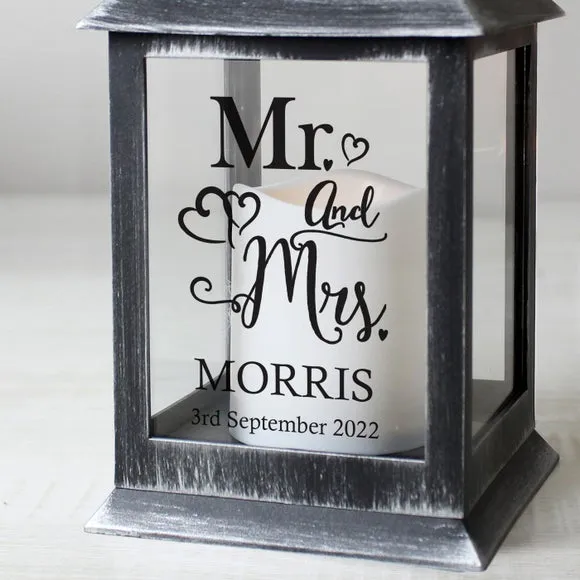 Personalised Mr and Mrs Rustic Black Lantern 3
