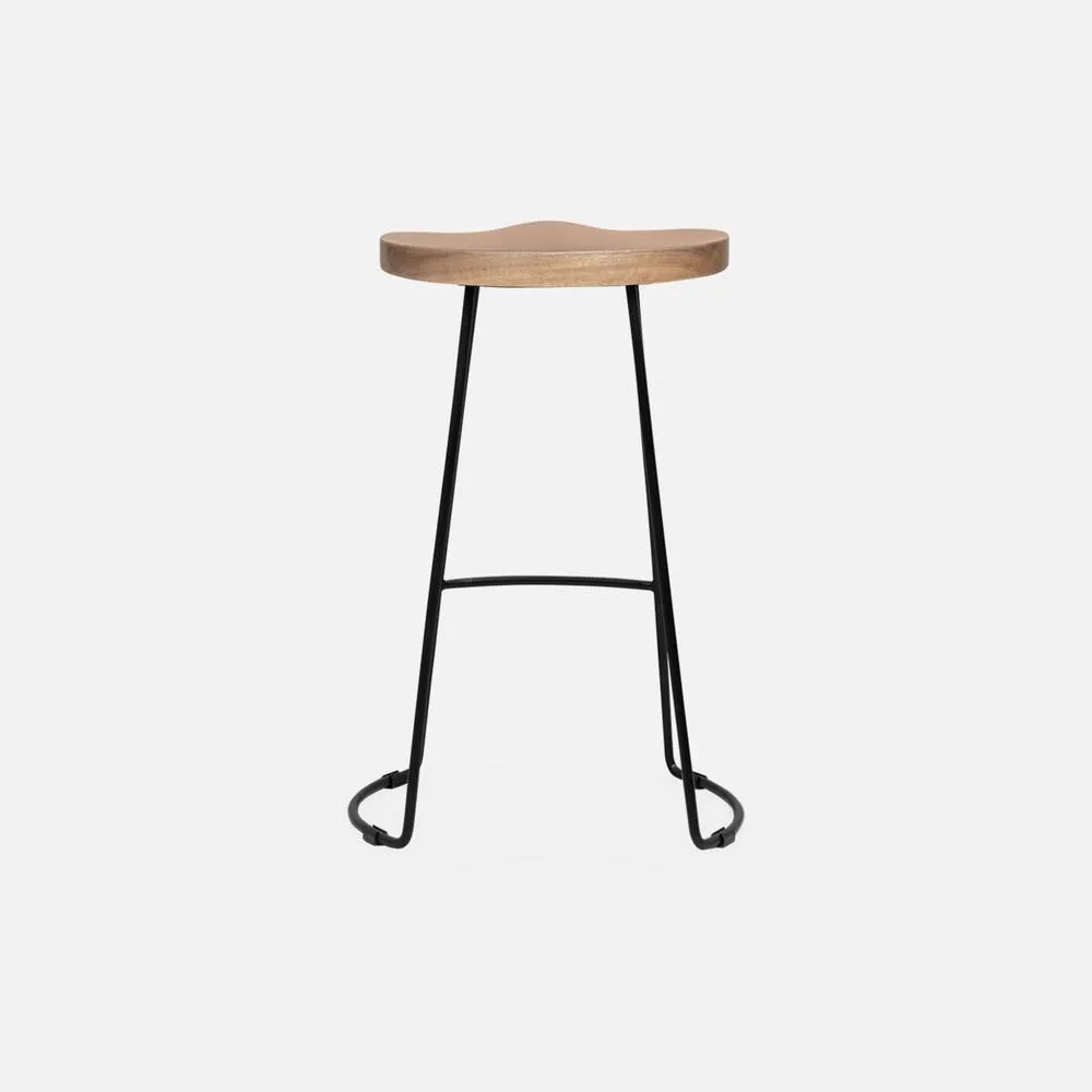 sweeek Set Of 4 Industrial Metal & Wooden Bar Stools in Light Brown 4