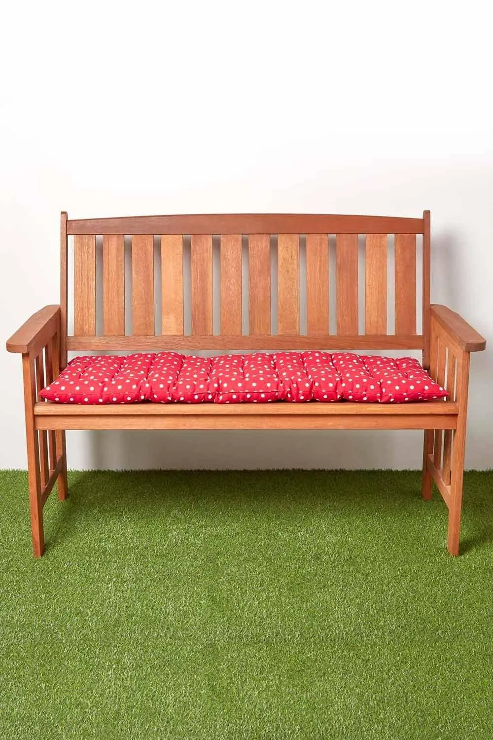 Homescapes Garden Bench Cushion Luxury 2 Seater Cotton Red Dots Indoor Outdoor Pad 5