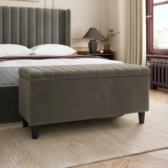 Alara End of Bed Storage Ottoman, Velvet 1