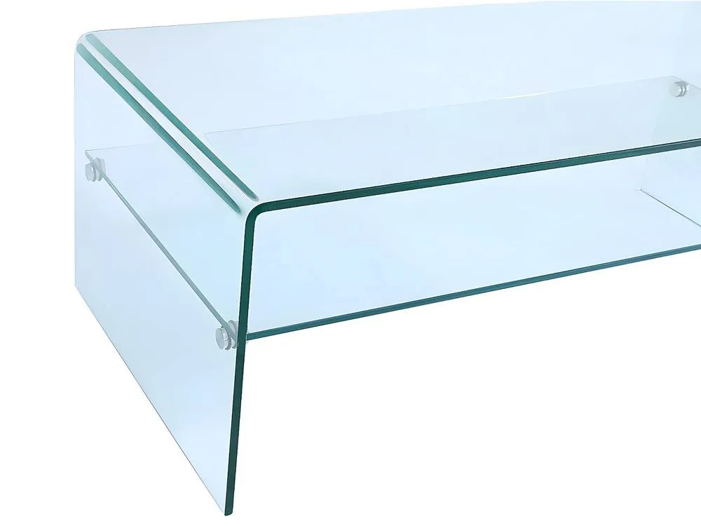 Vente-unique Tempered Glass Coffee Table - Double Tray - STILEOS in Clear 6