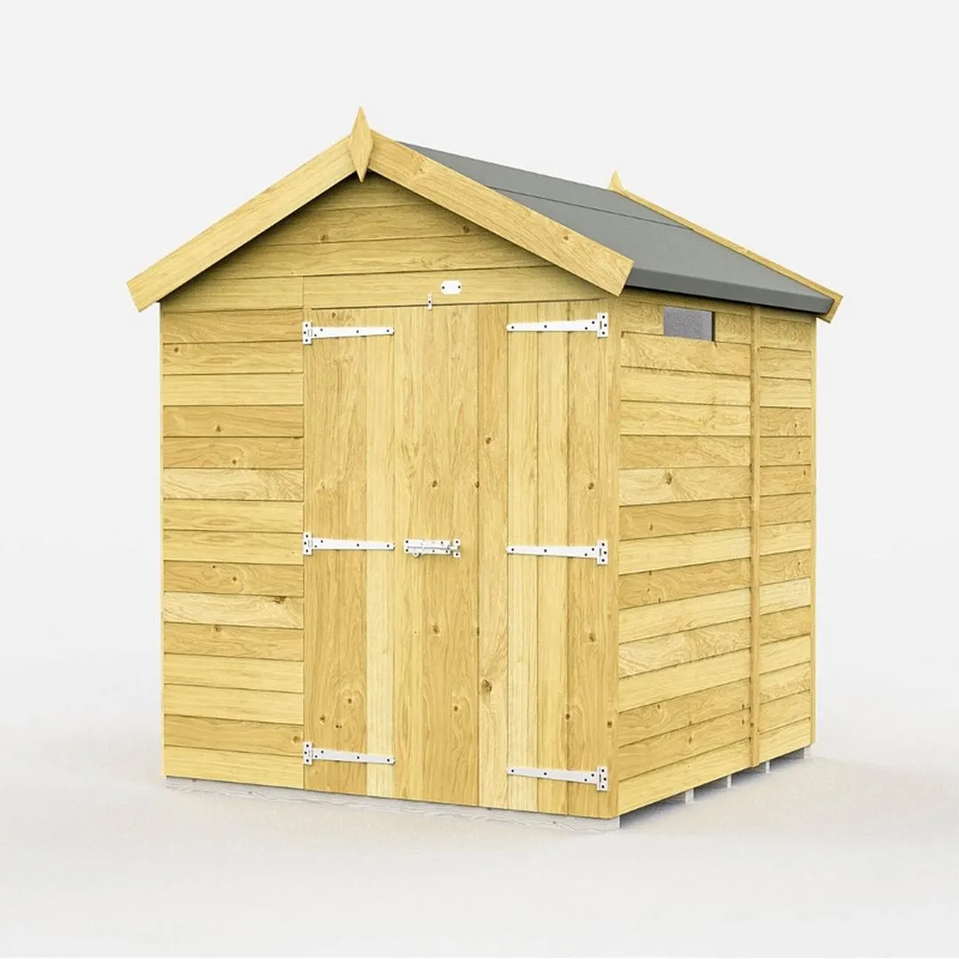 Buttercup Farm 7 x 5 Feet Apex Security Shed - Double Door - L158 x W214 x H217 cm in Brown