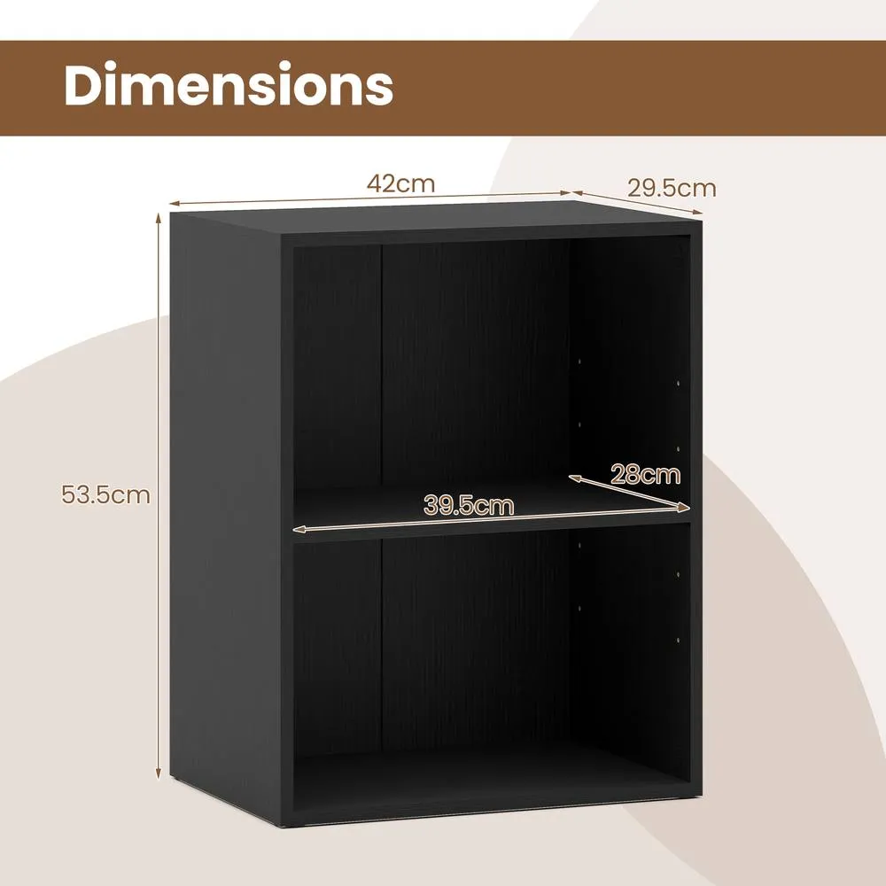 Costway 2-Cube Bookcase Modern Open Bookshelf w/ 5-Position Adjustable Shelf in Black 2