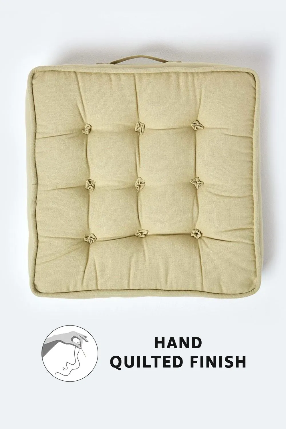 Homescapes Cotton Armchair Booster Cushion in Light Green 3