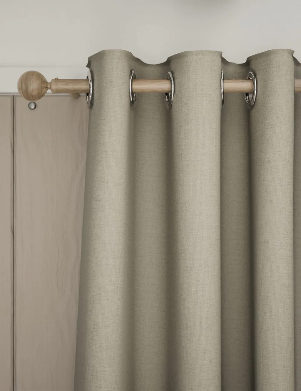 M&S Brushed Eyelet Blackout Thermal Curtains Neutral