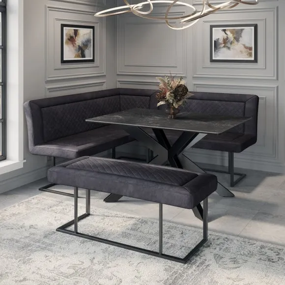 Indus Valley Athena 6 Seater Dining Table Corner Bench Set 1