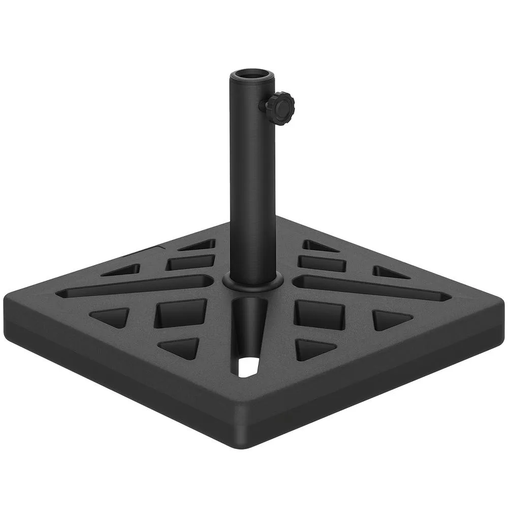 OUTSUNNY Parasol Base 15kg Garden Umbrella Stand with Cut-Out Design, Black 2