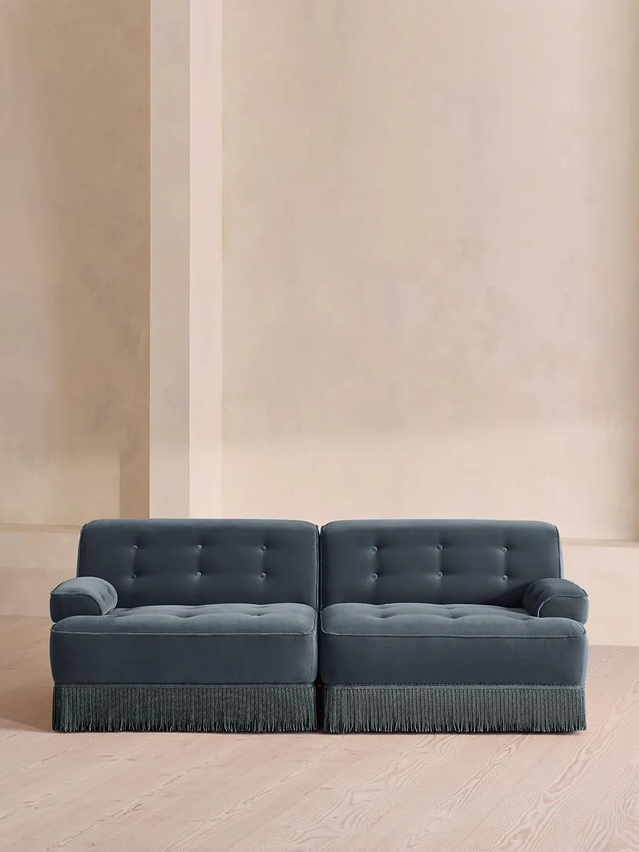 Elowen Modular Sofa, Three Seater, Velvet, Grey Blue
