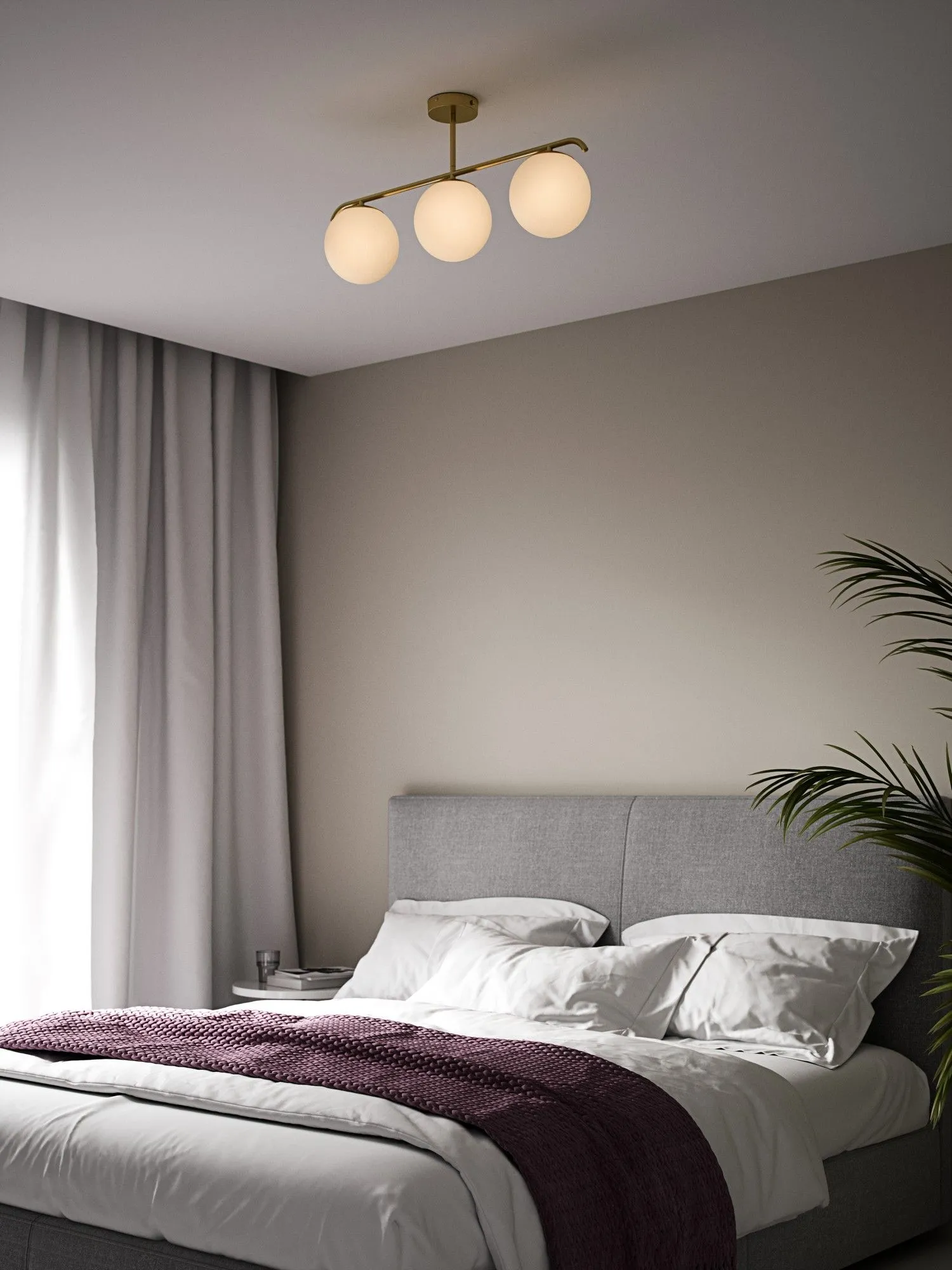 Nordlux Grant Ceiling Light Brass Glass Bedroom E14 Mains 15cm in Gold 3